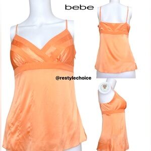 🧡BEBE Satin Silk Cami Top Baby Orange Vintage